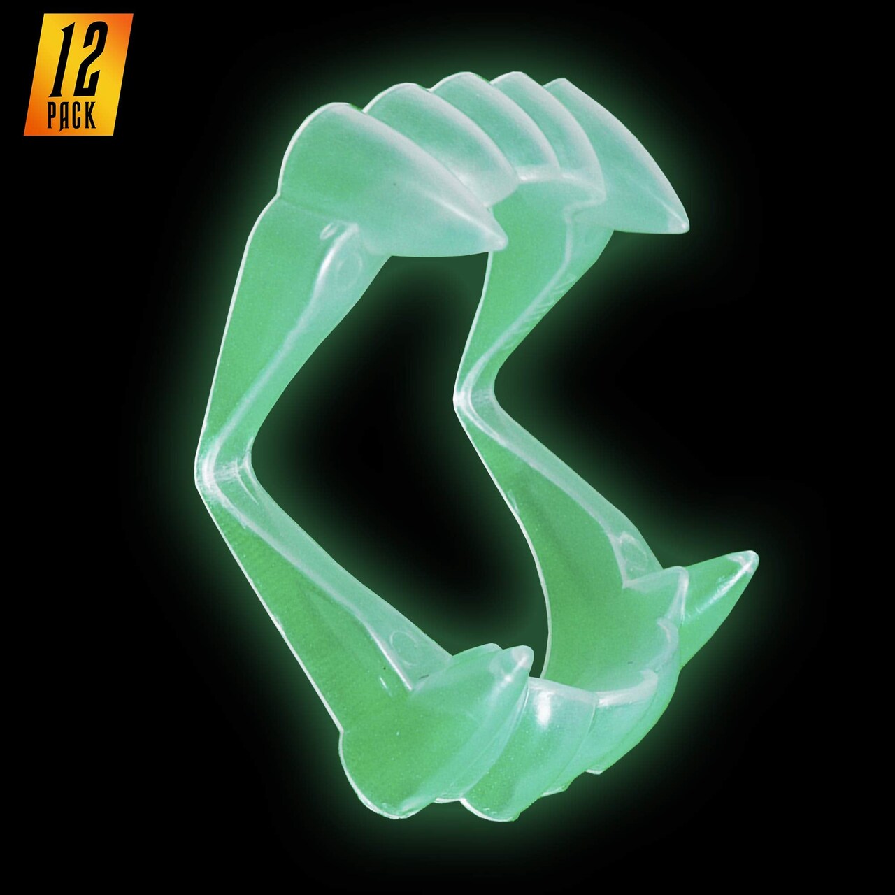 Glowing Clear Vampire Fangs - Glow in The Dark Transparent Dracula Teeth - 12 Pack
